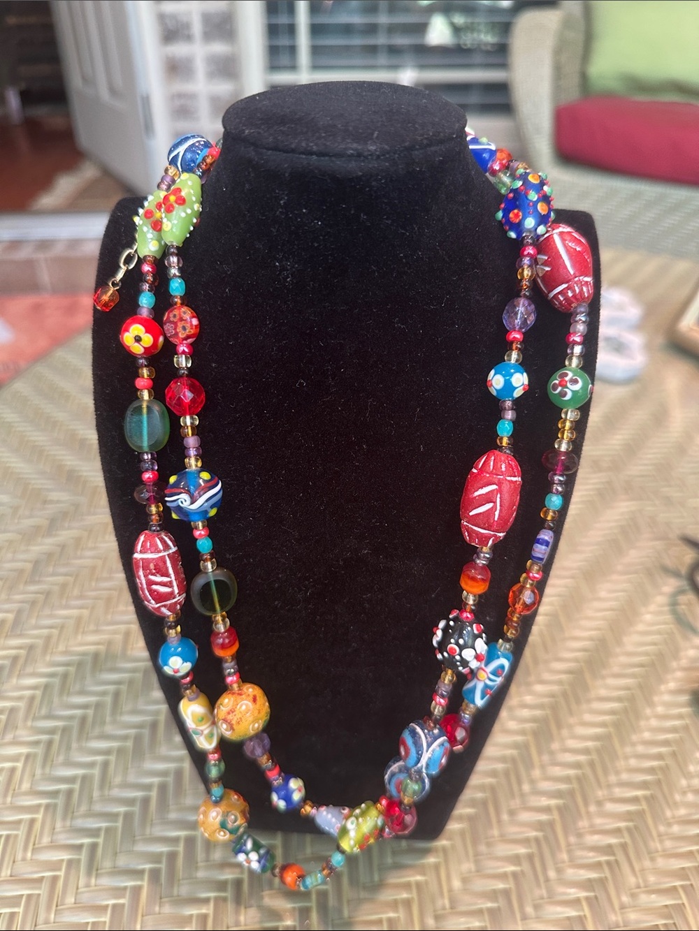 Handcrafted Multicolor Glass Bead Necklace for Women